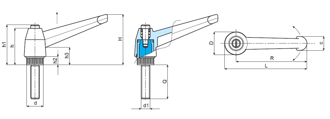 Indexed Clamping Lever - Male Thread