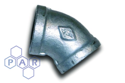 Galvanised Malleable Iron 45° Female x Female BSPP