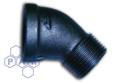 Malleable Iron Equal Male & Female 45º Elbow Black BSPP