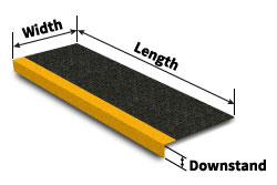 GRP Anti-Slip Stair Tread Dimension Illustration