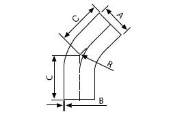45° Bend Dimensional Drawing