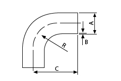 90° Bend Dimensional Drawing