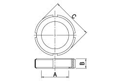 DIN Round Nuts (4 Slots) - Imperial Dimensional Drawing