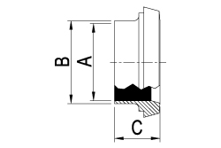 DIN Weld Liner - Imperial Dimensional Drawing