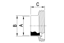 DIN Weld Male - Imperial Dimensional Drawing