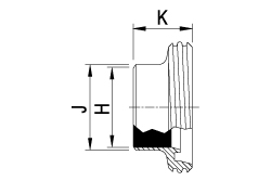 DIN Weld Male - Metric Dimensional Drawing