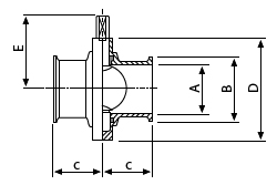 Butterfly Valve Clamp Ferrule Ends - Dimensional Drawing