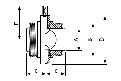 Butterfly Valve RJT Male Ends - Dimensional Drawing