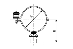 304 Round Hinged Pipe Support Dimensional Drawing