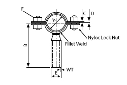 Anti-Vibration Pipe Support & Insert Dimensional Drawing