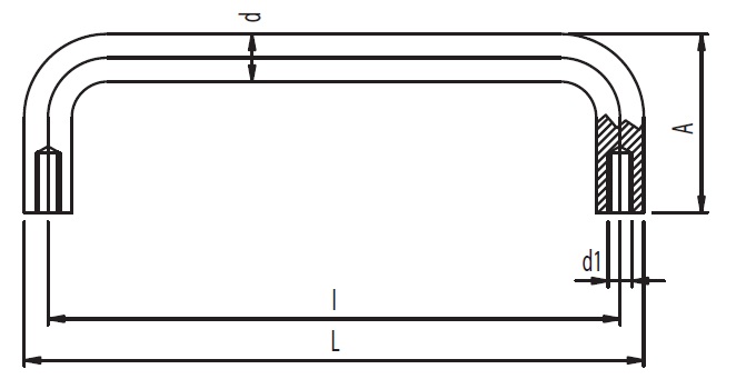 Metal Bridge Handle - 8mm - Dimensional Drawing