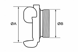 Barcelona Coupling x Male BSP (Dimensional Drawing)