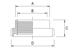 RJT Expanding Weld Male - Dimensional Drawing