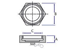 RJT Blank Nut and Chain - Dimensional Drawing