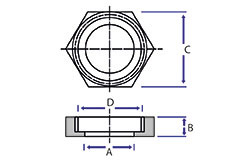 RJT Hex Nuts - Dimensional Drawing