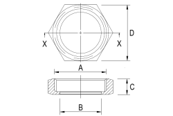 RJT/CIP Hex Nut - Dimensional Drawing