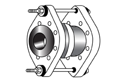 Flanges with tie rods, nuts and washers