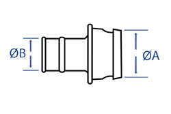 Male Fire Coupling x Hose Tail (Dimensional Drawing)