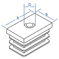 Rectangular Ribbed Threaded Inserts - Dimensional Drawing