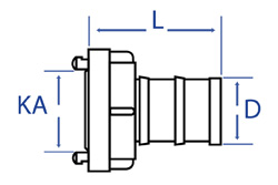 Storz Couplings x Hose Tail - Dimensional Drawing